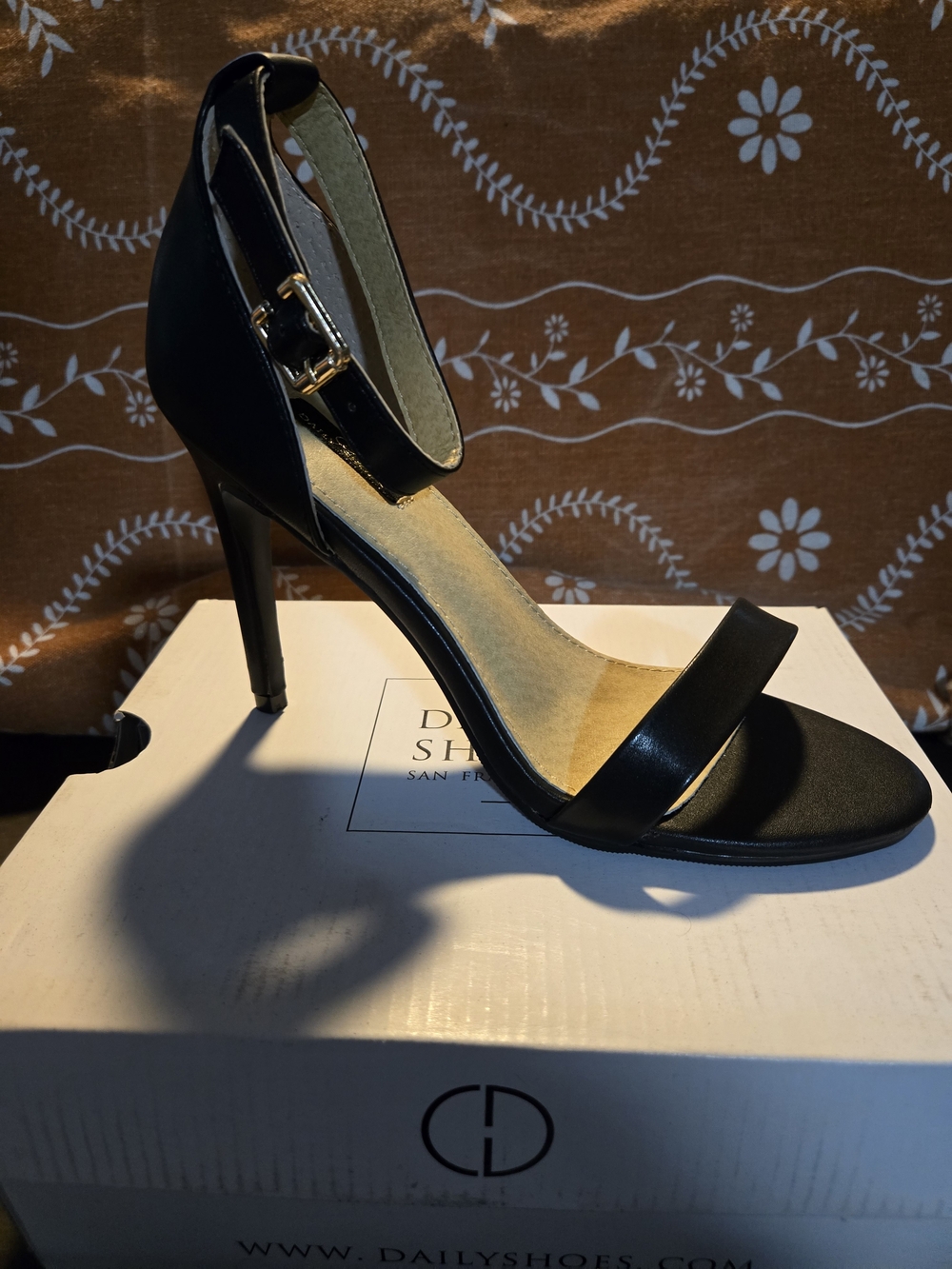 Black Ankle-Strap Stiletto Sandals
